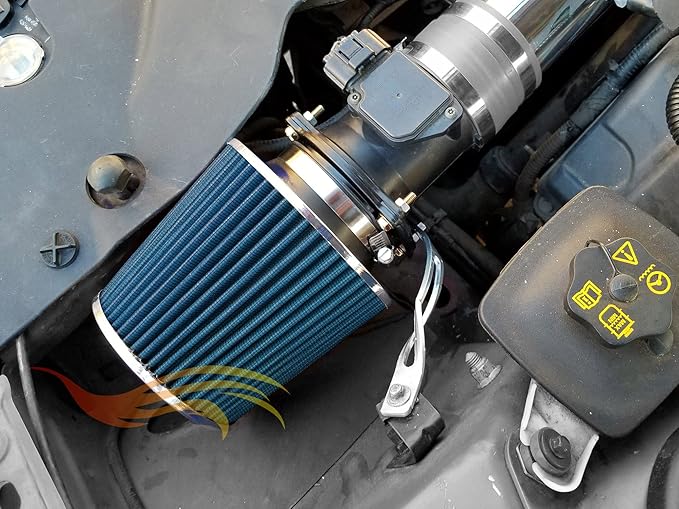 BLUE 6" 152 mm Inlet Truck Cold Air Cone Replacement Performance Washable Clamp-On Dry Air Filter (8" Tall)