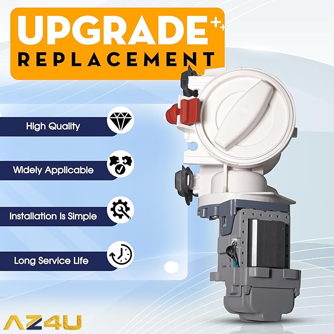 AZ4U Upgraded 8181684 Front Load Clothes 280187 Washer Drain Pump Filter Assembly Replacement For Whirlpool Duet Maytag Epic Kenmore HE Loading Washer, 1200164 280187 Drain Pump 120V 60Hz 0.70W 0.95A
