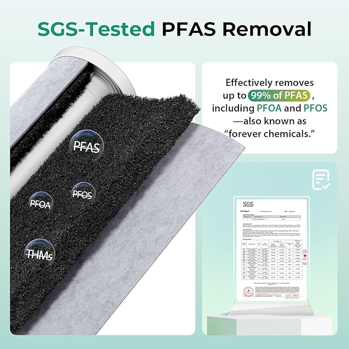 iSpring F2WGB22BPFKS Whole House Water Filter Replacement Set, SGS-Tested to Remove up to 99% PFAS, 2-Stage Filtration Reduces Heavy Metals, Chlorine, Hydrogen Sulfide, Fits WGB22B-PFKS