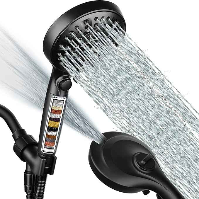 Filtered Shower Head with Handheld, 9 Spray Modes 2.5GPM High Pressure Showerhead with ON OFF Pause Switch, 15 Stage Water Softener Filter for Hard Water Remove Chlorine and Harmful Substances