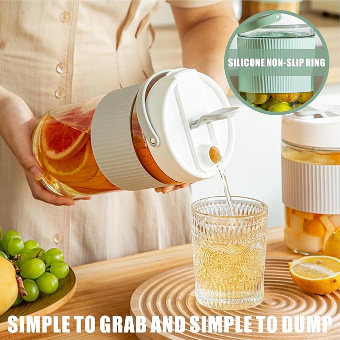2-Pack Glass Mason Jar Water Pitcher with Lids, 40FL OZ (1200ML) - Large Wide Mouth, Pour Spout & Handle for Cold Brew Tea, Iced Coffee & Cold Drinks - Ideal for Refrigerators & Kitchens containers