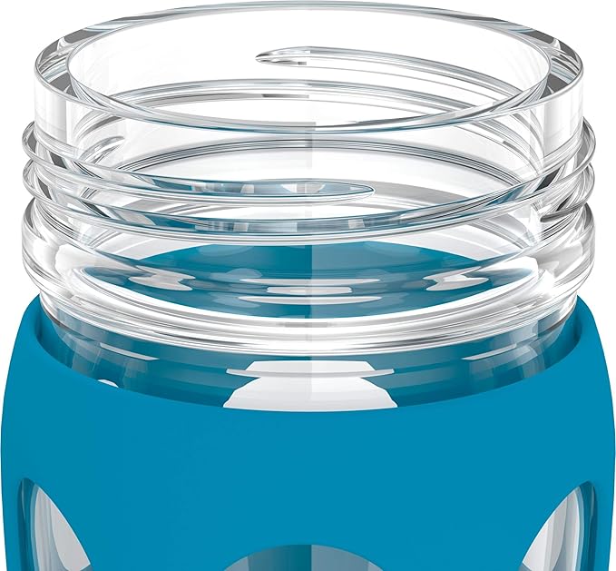 Lifefactory 16-Ounce BPA-Free Glass Water Bottle with Classic Cap and Protective Silicone Sleeve, Teal Lake