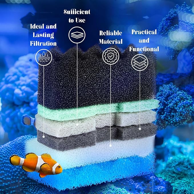 52 Pcs Replacement Filter Media Kit Compatible with Fluval 106/107 Aquarium Filters Include Biological Foams Ammonia Remover Phosphate Pads Nitrite Remover, Towel and Grease - AquaVibe