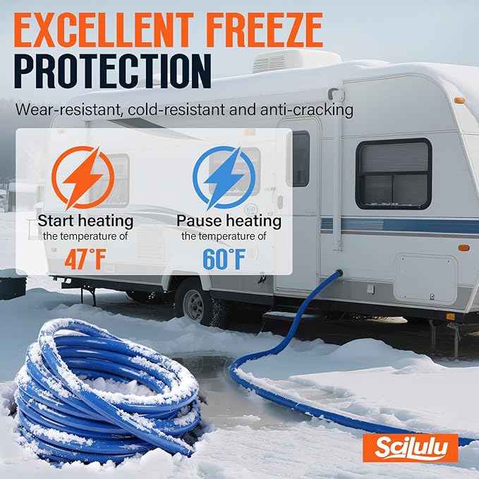 15FT Heated Water Hose for RV, Freeze Protection to -45°F, Lead-Free & BPA-Free, Safe Hose for Campers, Gardening, Livestock, Home Use,Great Rv Accessories