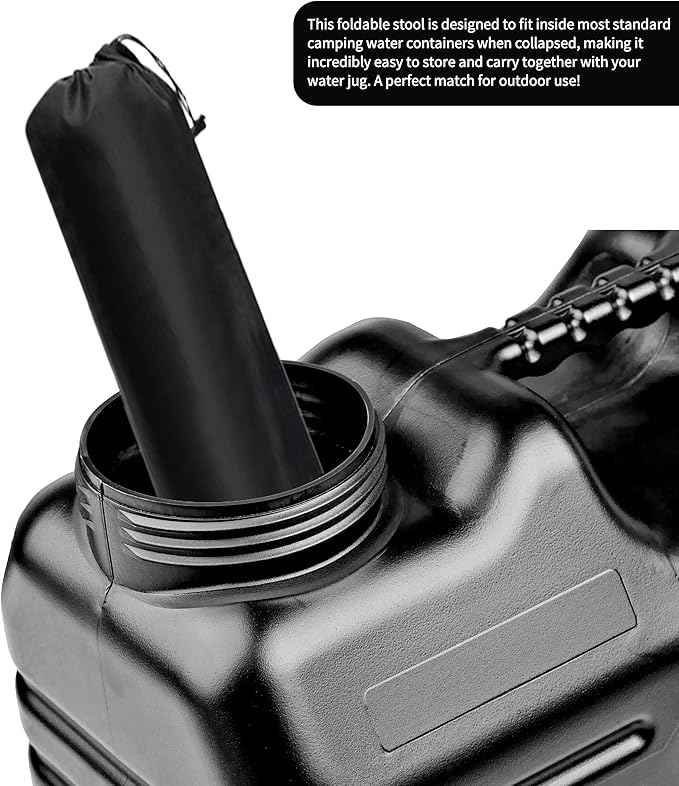 UPWOIGH 5 Gallon Water Jug with Spigot and Folding Stool – Leak-Proof, BPA-Free Portable Black Water Container with Stand, Large Outdoor Storage Tank for Camping, Hiking, RV, Travel, and Emergency Use