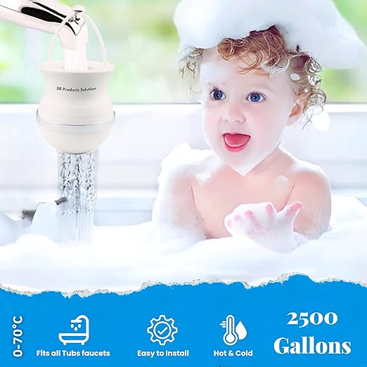 Bath Filter for Tub,10-Stage Water Filter with 2,500 Gallons Capacity,Removes Chlorine, Fluoride & Heavy Metals,Hard Water Softener,Improves Skin, Hair & Nails,BPA-Free, Easy to Install - AquaVibe