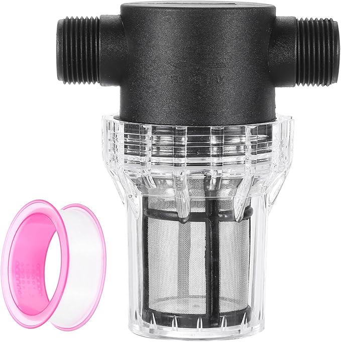 uxcell Pressure Washer Filter 3/4" NPT Female Thread, Inline Mesh Strainer Attachment, Stainless Steel Screen with Sealant Tape for Gardening Inlet Water (Size:100 Mesh) - AquaVibe