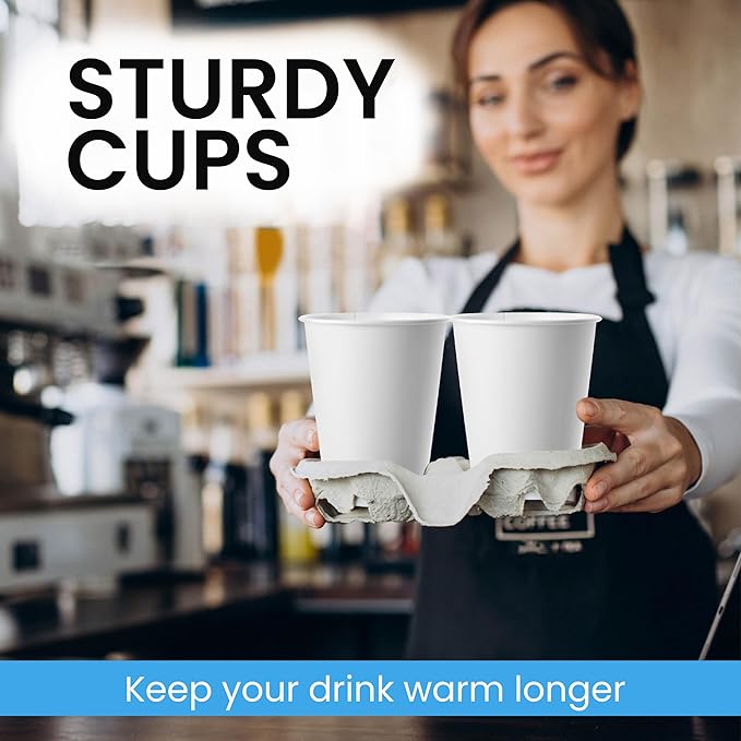 12 oz[500 count] White Coffee Cups - Disposable Paper Cups for Hot and Cold Beverages - Water, Juice, or Tea, Compostable and Travel-Friendly For Home, Store and Cafe(300 g)