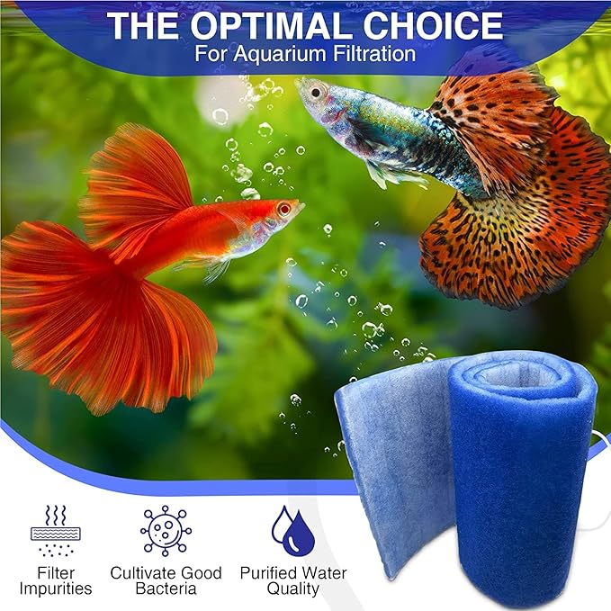 Big Kahuna Aquarium Filter Floss Rolls – 12-inch Pond and Aquarium Filter Media – 1-inch Thick Wet/Dry Aquarium Filter Pad – Bonded Filter Media Pad for Freshwater or Marine Aquariums, Ponds – 6ft - AquaVibe