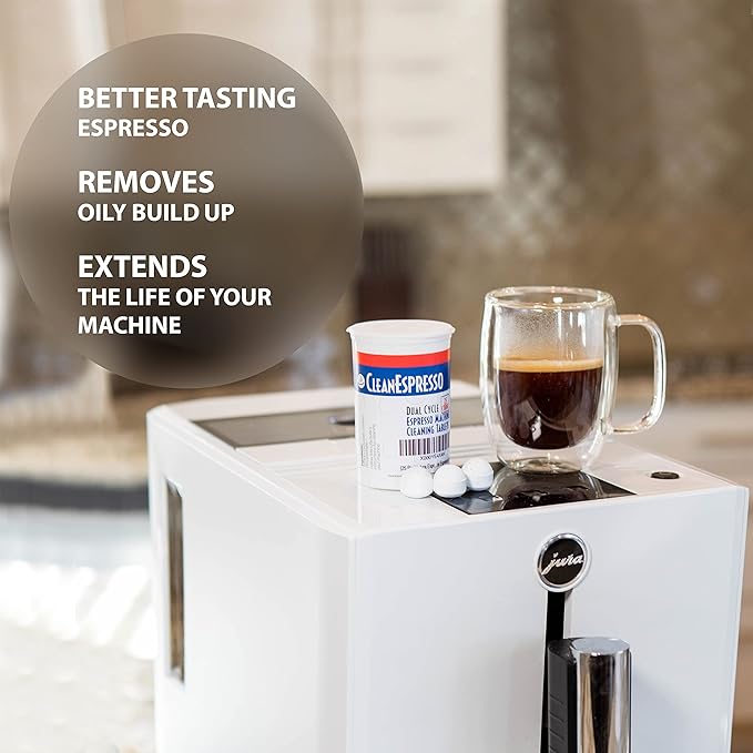 CleanEspresso - 25 Cleaning Tablets Designed For Jura Coffee Machines - 3.5g Dual Cycle Espresso Machine Cleaning Tablets for Jura Espresso Machines - Coffee Maker Cleaner - AquaVibe