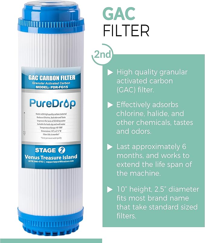 PDR-F15-50 Standard 5-Stage Replacement Cartridge for 50 GPD Reverse Osmosis Water Filter System 2-Year Replacement Filter Pack,15 Counts, 12x15x15