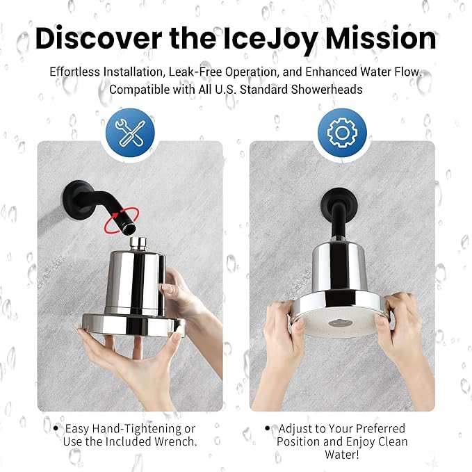 IceJoy Filtered Shower Head - Scientifically Evaluated, High-Efficiency Shower Head with Filters for Enhanced Hair & Skin Health, Minimize Hair Loss, Preserve Color-Treated Hair(Matt Black)