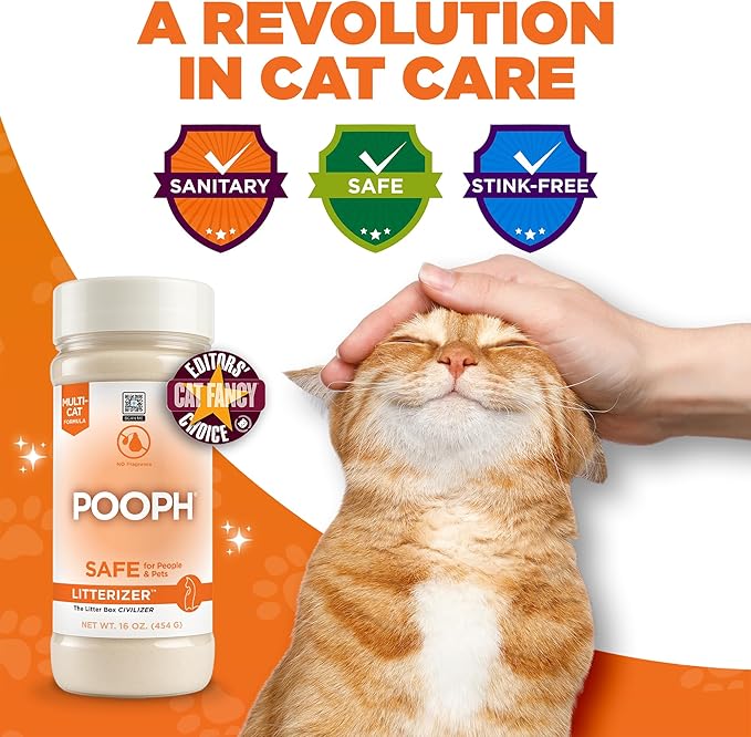 POOPH® LITTERIZER® – 16oz Bottle – Absorbs 46x Weight in Wetness & Odor – Keeps Litter Dry, Reduces Mess, Reduce Litter Costs AND Get a STINK-FREELitter Box – WITHOUT Fragrances or Harsh Chemicals - AquaVibe