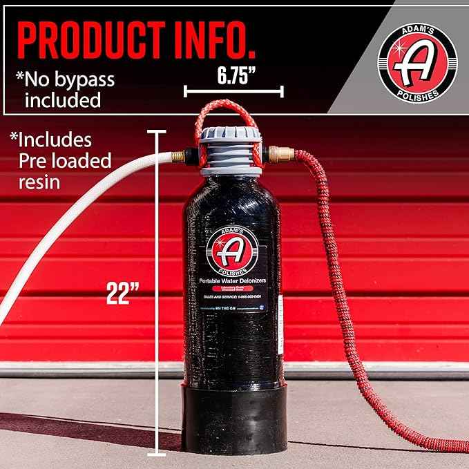 Adam's Polishes Portable Spotless Water Deionizer (Small) - Eliminates Water Spots, Spotless Rinse Touchless Detailing - Easy to Use Attaches to Regular Garden Hose