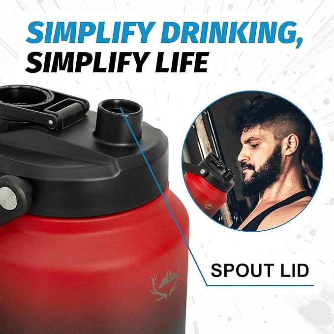 NATURE PIONEOR 84 oz Insulated Water Bottle - Double Vacuum Stainless Steel Water Jug with Holder/Carrier, Wide Mouth, Outdoor Sports, Hiking, Camping, Gym