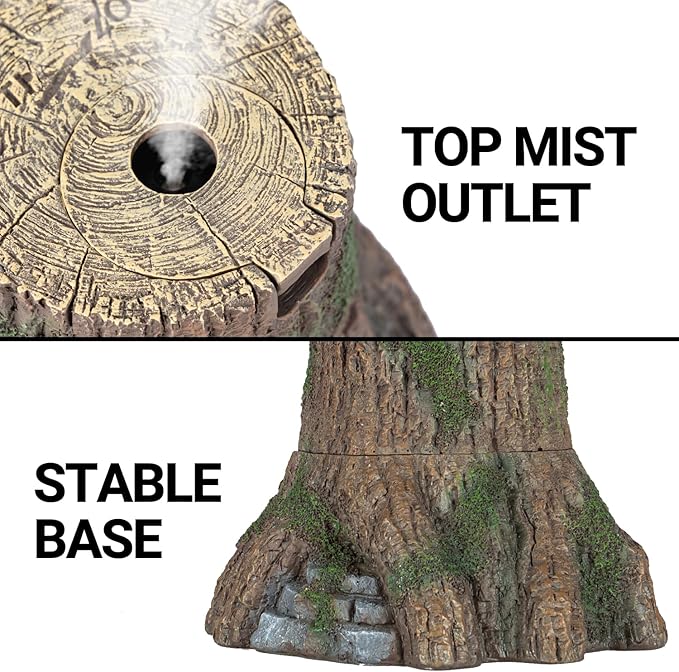 REPTIZOO Reptile Humidifier Fogger, Tree Trunk Humidifier with Top Mist Outlet, 1000ml Detachable Terrarium Humidifier Reptile Misting System Terrarium Decoration
