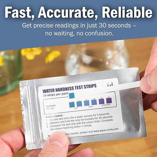 Water Hardness Test Strips – Pack of 20 – Fast & Accurate Results in 30 Seconds – Water Hardness Test Kit for Calcium & Magnesium Levels – Tap, Aquariums, Pools, Hot Tubs, and Appliances