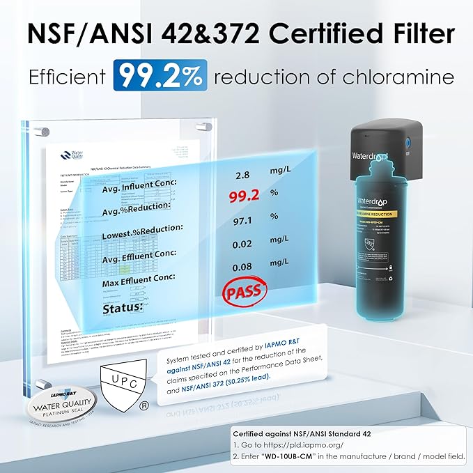 Waterdrop RF10-CM Replacement Filter Cartridge for 10UB-CM Under Sink Water Filter, Reduces 99% Chloramine, Chlorine, Bad Taste & Odor, NSF/ANSI 42 Certified