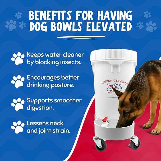 Pet Gravity Water Dispenser: 5 Gallon. for Dogs, Cats, Goats, Small Animals. Quiet, No BPA and Made in USA. Ideal Dog Bowl Large Breed. Best Automatic Waterer.