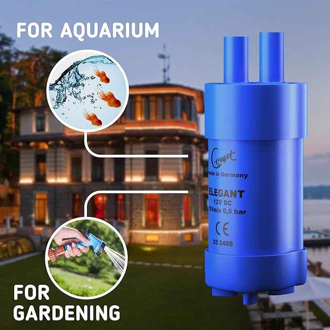 12V Submersible Water Pump (2GPM / 16ft.) | Works with Microswitch 12V Faucets | 12 Volt Small Water Transfer Pump For RV, Jerry Can, Camping, Pond, Boat | German Made