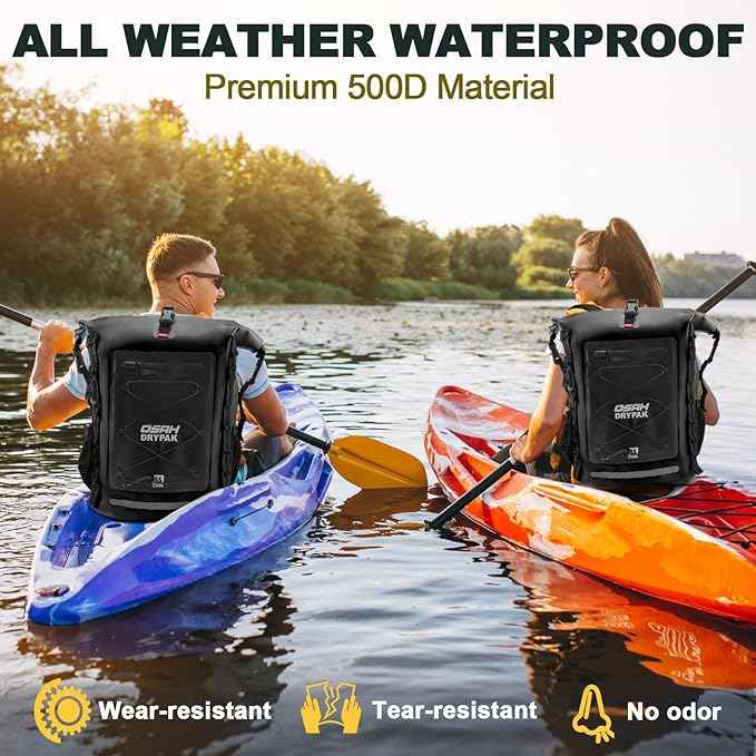 Waterproof Backpack Dry Bag 35L/55L/85L – Heavy Duty Roll-Top Hiking Backpack for Travel, Kayaking, Boating, Camping, Rafting and Fishing