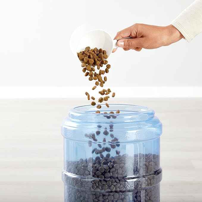 Amazon Basics Large Capacity Automatic Pet Water Dispenser and Gravity Feeder Set, Easy to Clean, 456.6fl.oz Food, 382.1fl.oz Water, Gray