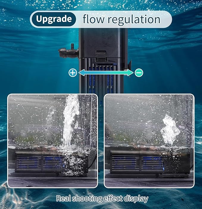 Aquarium Filter Water Flow Adjustable for 55-200 Gallon Fish Turtle Tank 400GPH Biochemical Filtration 4in1 Submersible Internal Powerful Pumps & Filters Keep Freshwater Saltwater Crystal Clear Large - AquaVibe