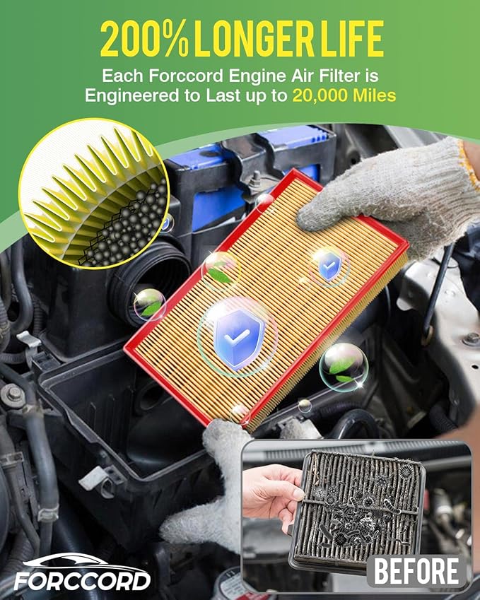 Cabin & Engine Air Filter Fit for Chevrolet Chevy Equinox 2018-2025 2026, GMC Terrain 2018-2025 2026 Activated Carbon Cabin Filter Replacement Air Filter CF11966 CA12260 Car Aaccessories