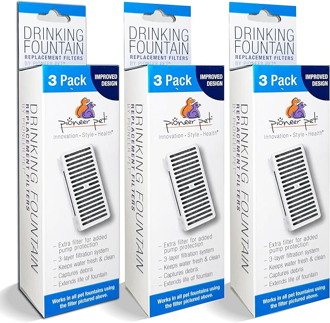 Pioneer Pet 3 Pack of T-Shaped Filter for Food, Water and Serene Fountain