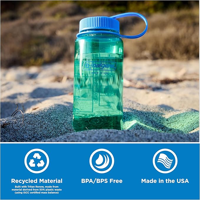 Nalgene 16 oz Wide Mouth Water Bottle | BPA-Free, Durable & Leak Proof, Lightweight Travel Bottle, Fits In Cupholders, Amethyst Sustain