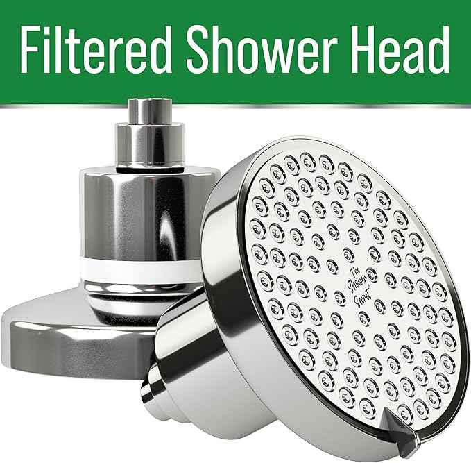 Lab Tested Filtered Shower Head for Improved Hair & Skin. Great for Dry Itchy Skin, Dandruff, Eczema. Multi Stage Calcium Sulfite Filter. 7 Spray Spa Setting. Chlorine Reducing Filter for Hard Water