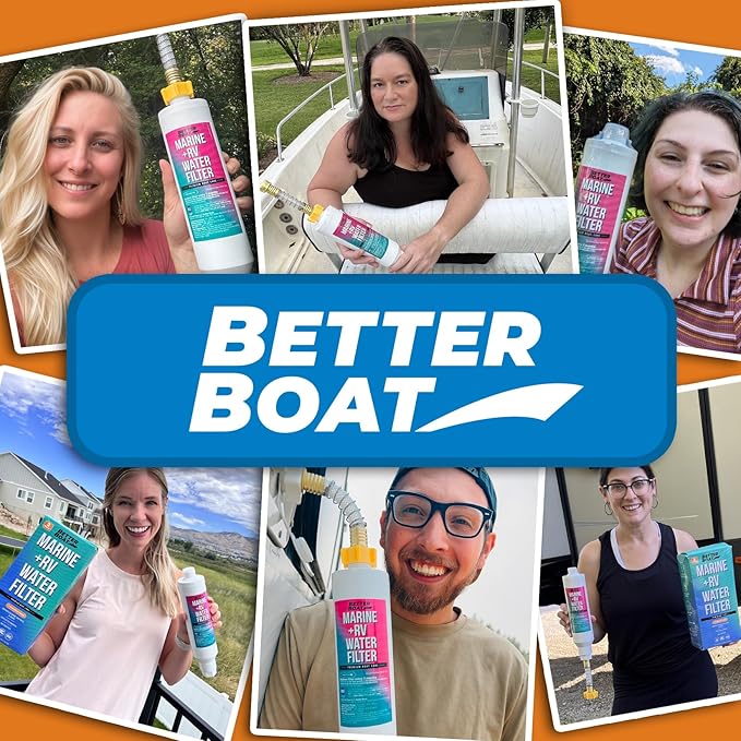 Better Boat Inline RV Water Filter, NSF Certified, Marine Grade, for Hose, Campers, and Garden, Includes Flexible Protector