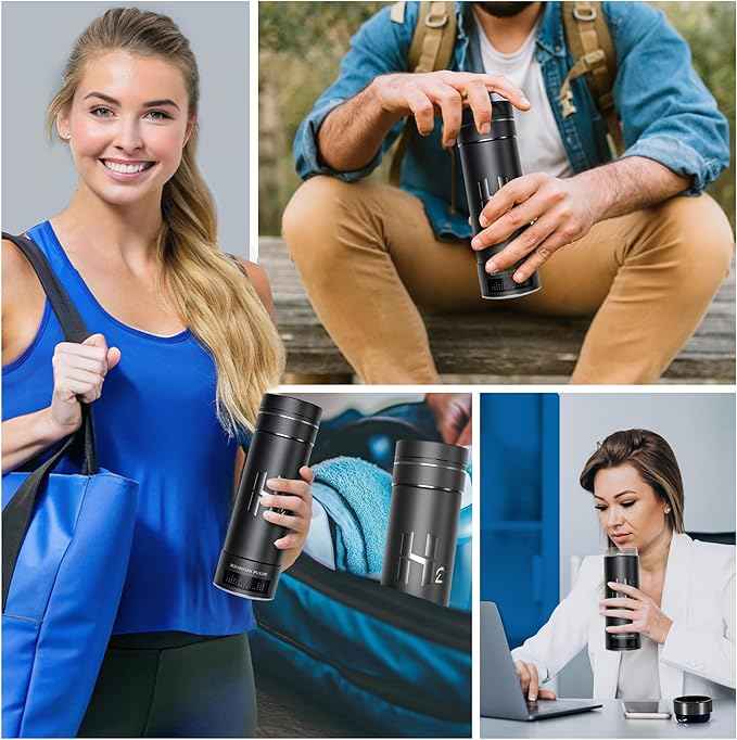 Hydrogen Water Bottle Generator, Up to 9000 PPB Hydrogen Bottle Water Ionizer with SPE/PEM Technology, 3-in-1 Portable Universal Adapter and Refreshing Mist Spray