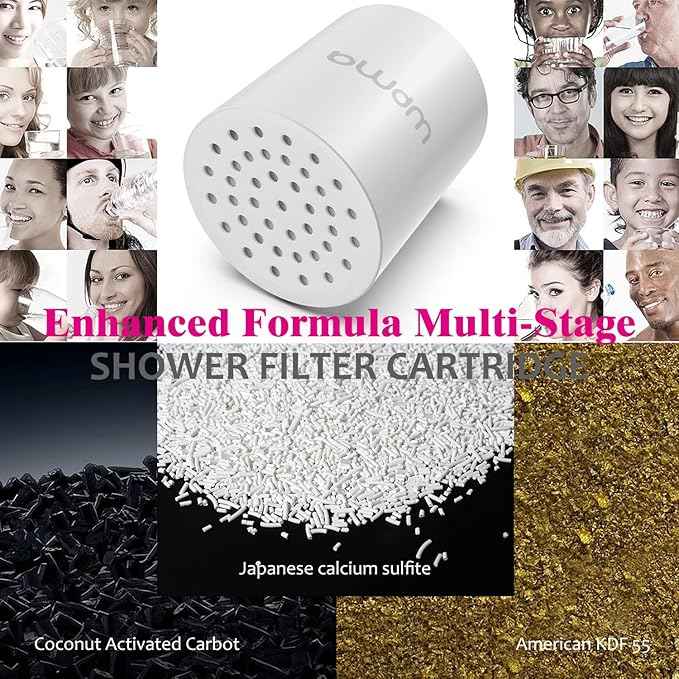 Enhanced Formula Multi-Stage Shower Filter Cartridge,High output Universal replacement filter cartridge, Remove Chlorine Heavy Metals and Other Sediments, Reduces Dry Itchy Skin, Dandruff（Pack of 4)