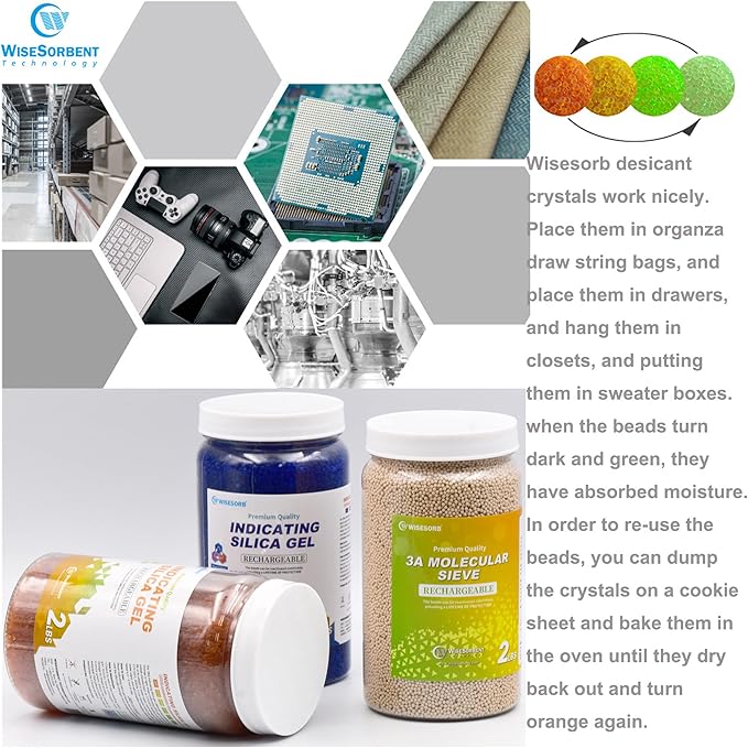 Silica Gel 4LBS, Indicating Silica Beads (Orange to Green), Reusable Silica Gel Desiccant Dehumidifier