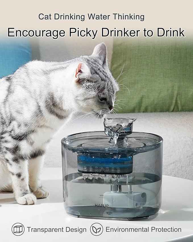 Cat Fountain Kitty Spout Cat Water Fountain for Cats Inside 2.2L/73Oz Automatic Pet Water Fountain Quiet Cat Fountains for Drinking Water Fountains for Cats Indoor Filters Included