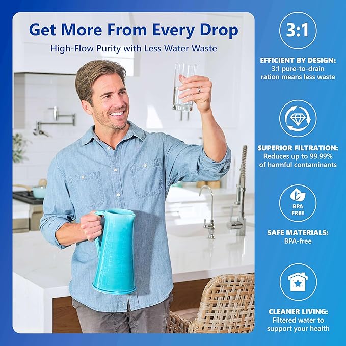Express Water ROC001ALK-A pH UV Countertop Water Filter System – Reverse Osmosis System for Walter Filtration– 6 Stage RO Water Filter Complete System with UV Water Purifier and pH remineralization