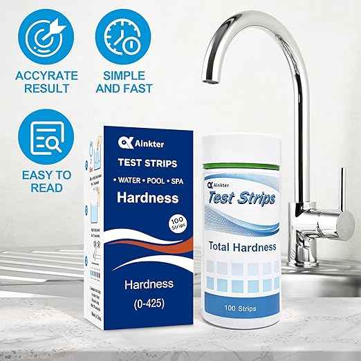 Water Hardness Test Kits - Hard Water Test Kits for Drinking Water Well Hot Tub Spa Swimming Pool Dishwasher Water Softener - Quick & Accurate Water Hardness Test Strips for Calcium, Magnesium