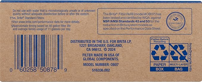 Brita Refillable Water Filter Refill Packs for Pitchers and Dispensers, BPA-Free, 80% Less Plastic*, Each Lasts Two Months, For Use with Refillable Shell (Sold Separately), 3 Filters