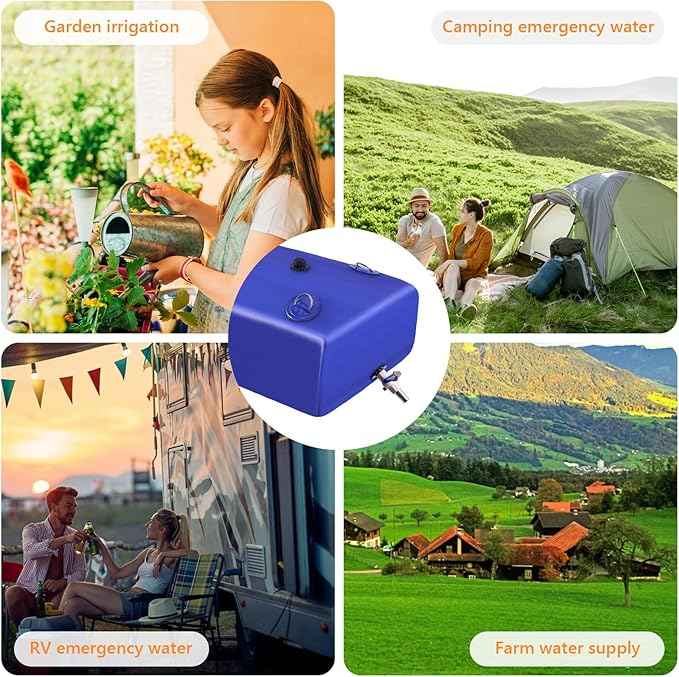 Water Tank, 65 Gallon Water Storage Bladder, Foldable Portable Water Storage, Large Water Storage Containers with 3/4" PVC Spigot and Hose Kit for Camping, Garden, Emergency Water Bag