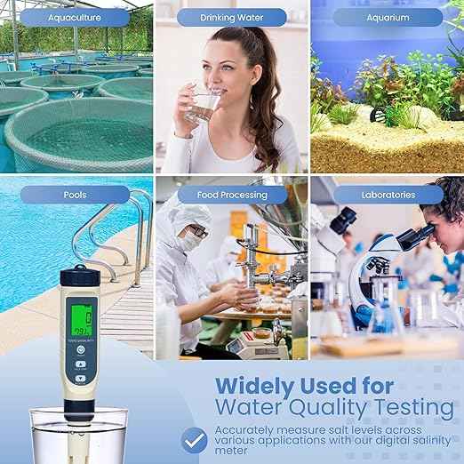 All-New 2026 Pool Salt Tester & pH Meter | Digital 5-in-1 Salinity, pH, Temperature, EC & TDS Meter for Pools, Hot Tubs, Aquariums, Hydroponics, and Drinking Water – High Accuracy & Easy Calibration