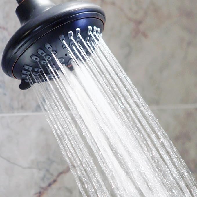 6 Function Adjustable Luxury Shower Head - High Pressure Boosting, Wall Mount, Bathroom Showerhead For Low Flow Showers, 2.5 GPM - Oil-Rubbed Bronze