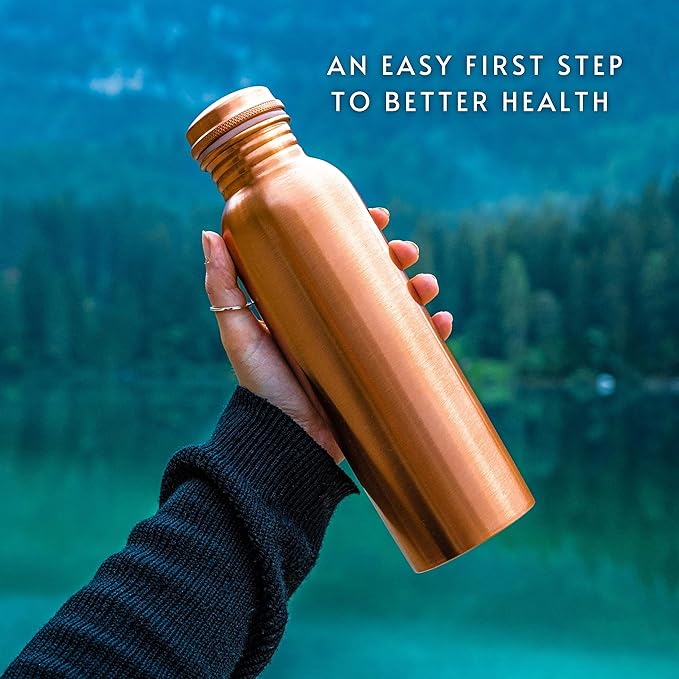Kosdeg Copper Water Bottle - 34oz Smooth Design - A Handcrafted Ayurvedic Pure Copper Vessel For Drinking - Drink More Water, Lower Your Sugar Intake And Enjoy The Health Benefits