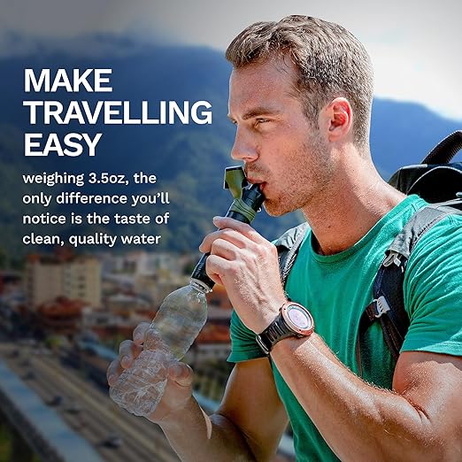 Survivor Filter Emergency Water Straw – USA-Tested – 0.05 Micron Filtration – Portable Outdoor Water Filter for Camping & Hiking - No Expiration