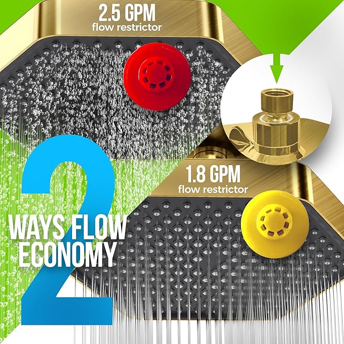 AquaHomeGroup Luxury Filtered Shower Head - High Pressure Rain Showerhead with Filter for Chlorine, Rust, Sediments - Water Filter Shower Head with Vitamin C E A - SPA Effect (Patent Pending) (Golden)