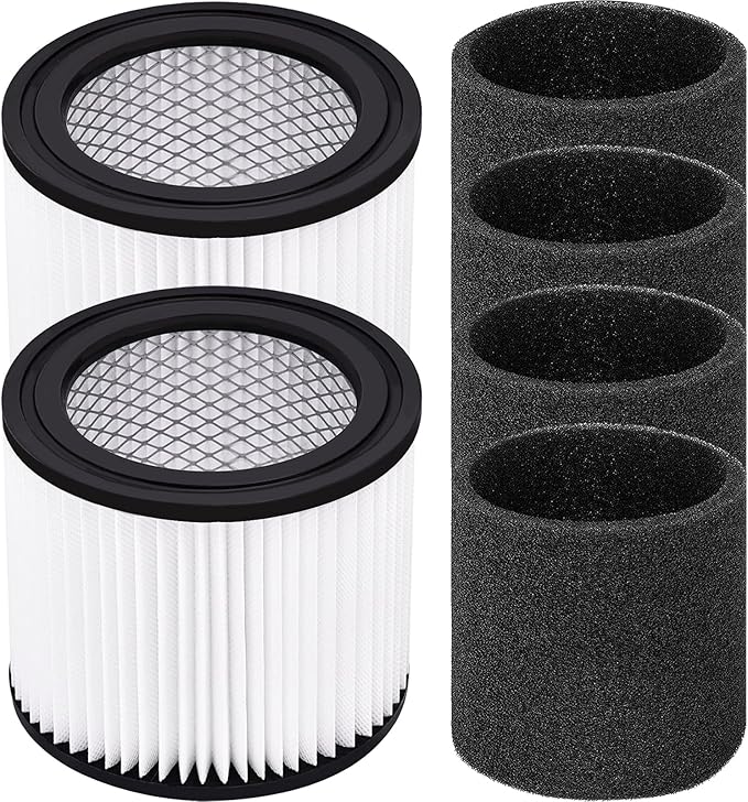 90398 Shop Vac Filters Replacement for Shop Vac Type AA Cartridge Filter 90398/118692, 9039800, 9039833(2 Pack), with 4 Foam - AquaVibe