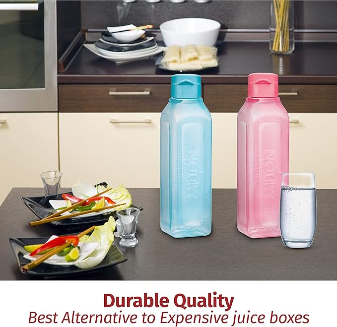 MILTON Travel Water Bottle – 1Pcs Reusable Sports Bottle with Easy Open Close Lid and Leakproof Neck – Food Grade Plastic Water Bottles for Adults and Kids, School, Gym