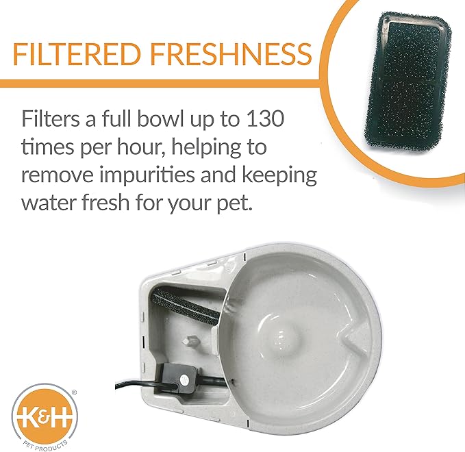K&H Pet Products CleanFlow Filtered Water Bowl for Dogs Granite Medium 1.4 Gallon Bowl + 1 Gallon Reservoir