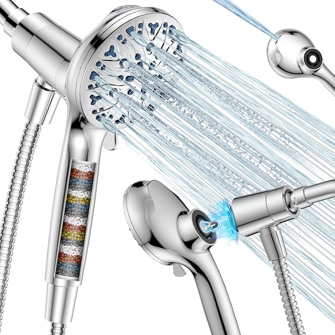 High Pressure Filtered Shower Head with Handheld, Upgrade Magnetic 10-Mode Handheld Showerhead Built-in Power Wash for Bathroom Cleaning, Detachable Shower Head with 71