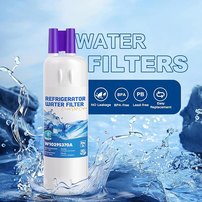 W10295370A Water Filter Replacement, Compatible with EDR1RXD1 Water Filter, Everydrop Filter 1, WHR1RXD1, W102953 70A, 9081, 46-9081, W10295370, EDR1RXD1B, P8RFWB2L, 4 Pack